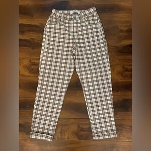 Hollister Women’s Ultra High Rise Brown Plaid Pants Size S